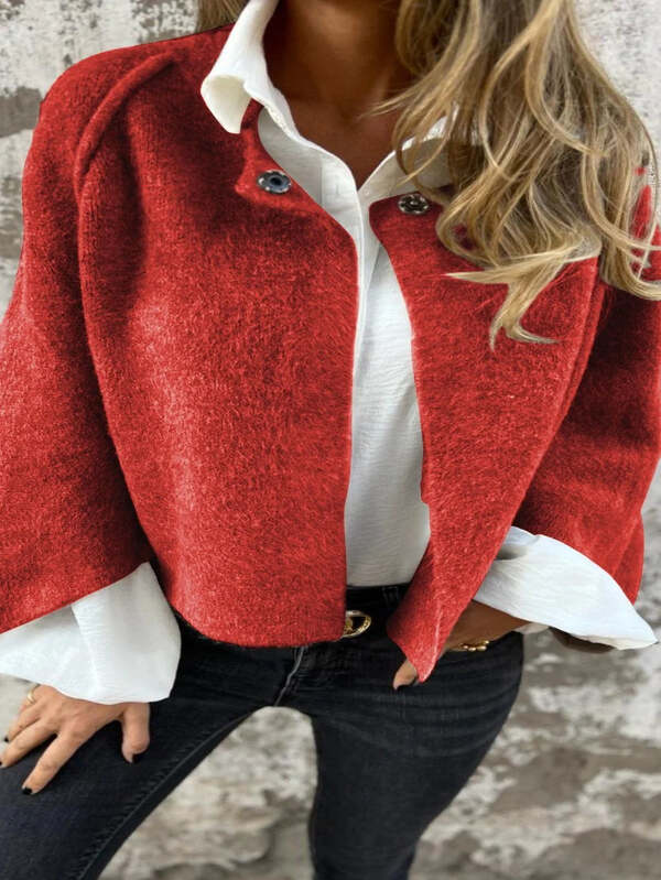 Celest - Abrigo de lana con cuello redondo y mangas largas