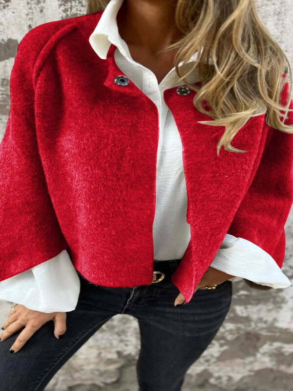 Celest - Abrigo de lana con cuello redondo y mangas largas